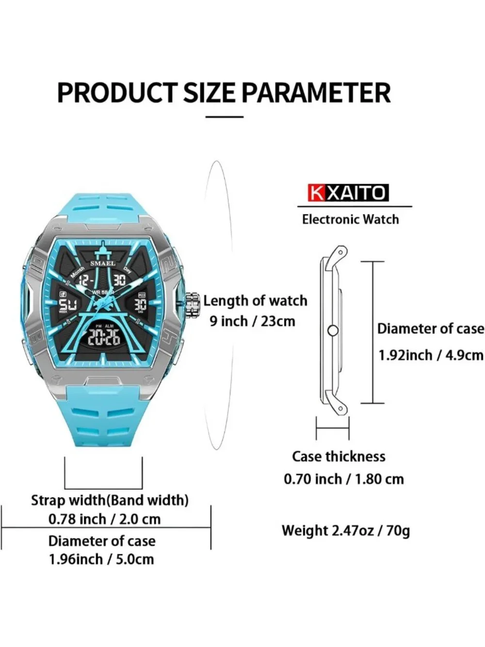 Stylish Waterproof Sports Watch for Men - Dual Display, LED Light, Stopwatch, 6